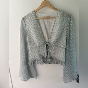 The East Order Gingham V-Neck Blouse